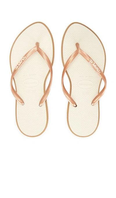 Havaianas Slim Point Sandal In Rose Gold & Beige