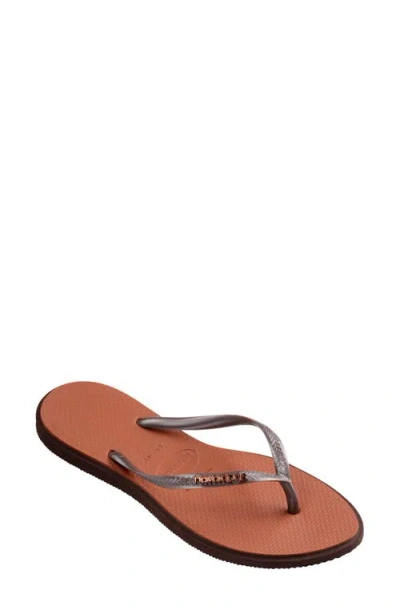 Havaianas Slim Pointed Toe Flip Flop In Dark Brown