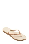 Havaianas Slim Pointed Toe Flip Flop In Rose Gold/beige