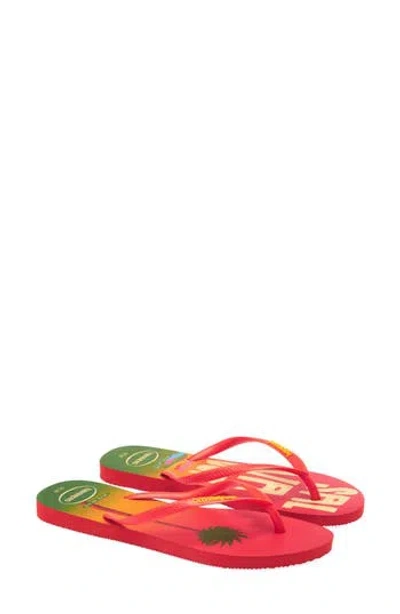 Havaianas Slim Postcard Flip Flop In Blood Orange