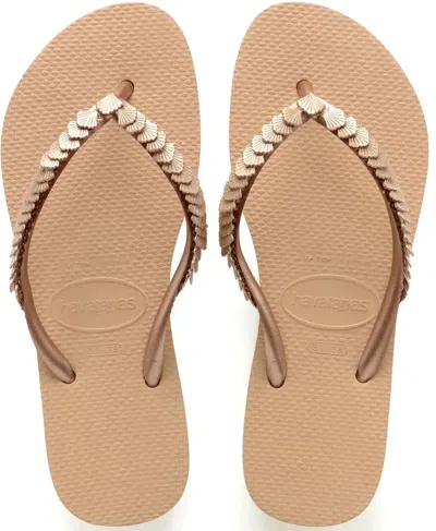 Havaianas Slim Shell Mesh Flip Flops Salmon In Neutral