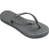 Havaianas Slim Sparkle Flatform Flip Flop In 5178 Steel Grey