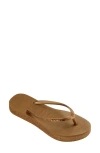 Havaianas Slim Flip Flops In Gold
