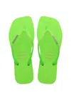Havaianas Slim Square Glitter Neon Beige/green In Green