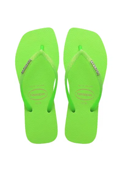 Havaianas Slim Square Glitter Neon Beige/green