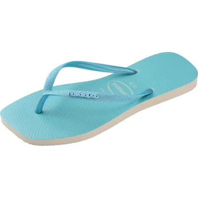 Havaianas Slim Square Glitter Neon Flip Flop In Blue