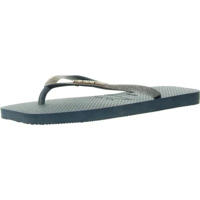 Havaianas Slim Square Glitter Womens Glitter Rubber Flip-flops In Multi