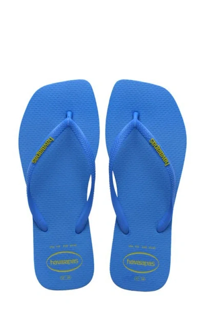 Havaianas Slim Square Logo Flip Flop In Blue