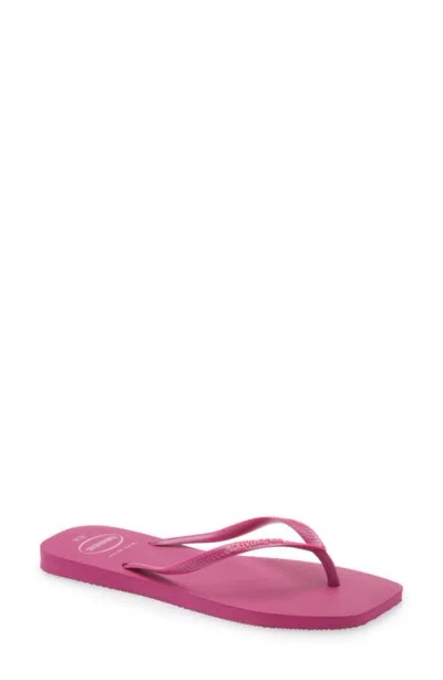 Havaianas Slim Square Logo Flip Flop In Pink