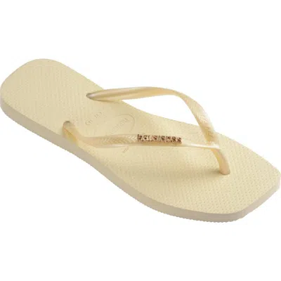 Havaianas Slim Square Logo Flip Flop In Yellow