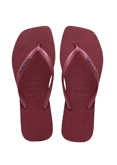 Havaianas Slim Square Logo Metallic Amaranth In Multi