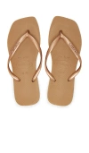 Havaianas Slim Square Logo Metallic Sandal In Rose Gold