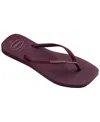 Havaianas Slim Square Logo Flip Flop In Purple Soil