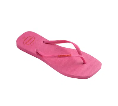 Havaianas Slim Square Logo Popup Sandal Purple Soil In Transparent