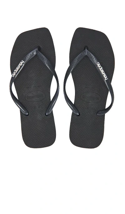Havaianas Slim Square Logo Sandal In Black