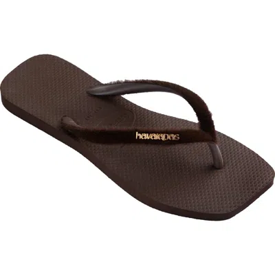 Havaianas Slim Square Plush Flip Flop In Brown