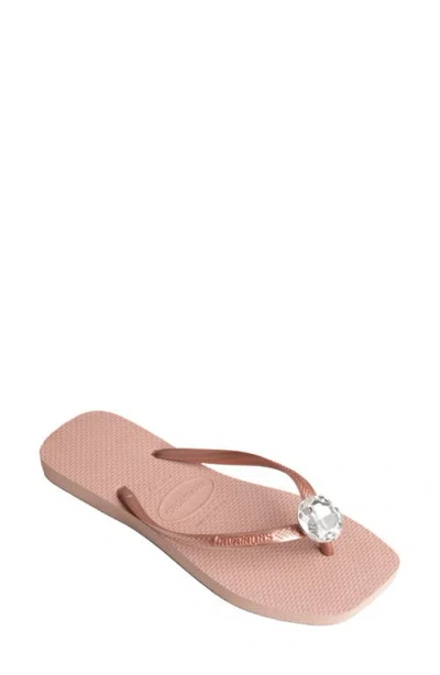 Havaianas Slim Square Toe Flip Flop In Crocus Rose