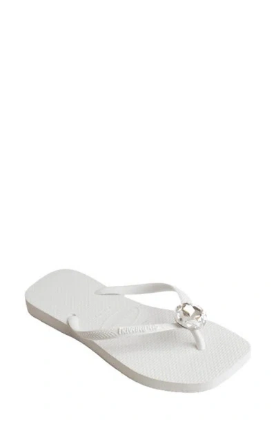 Havaianas Slim Square Toe Flip Flop In White