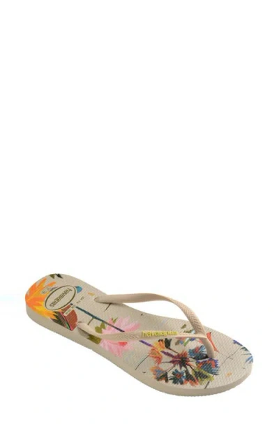 Havaianas Slim Summer Bliss Flip Flop In Beige