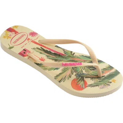 Havaianas Slim Summer Bliss Flip Flop In Yellow