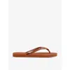 HAVAIANAS HAVAIANAS WOMEN'S CERRADO ORANGE SQUARE GLITTER LOGO-EMBOSSED RUBBER FLIP-FLOPS