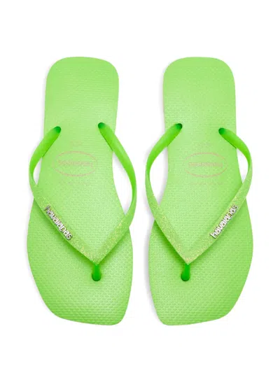Havaianas Square Glitter-strap Flip-flops In Green