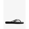 HAVAIANAS HAVAIANAS WOMEN'S BLACK/SILVER SQUARE LOGO-EMBOSSED RUBBER FLIP-FLOPS