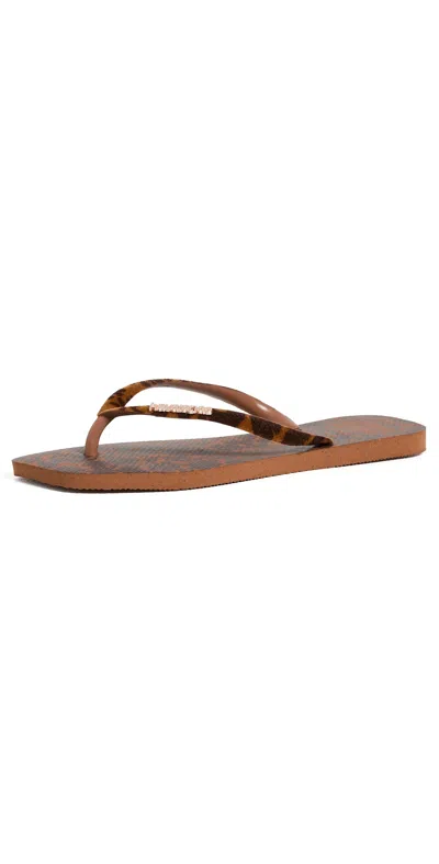 Havaianas Square Velvet Sandals Rust In Brown