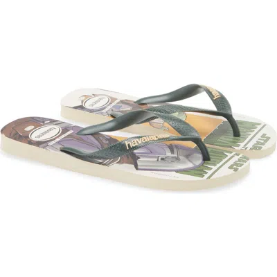 Havaianas Star Wars Flip Flop In Beige/dark Green