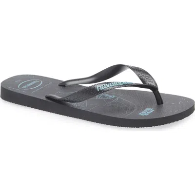 Havaianas Star Wars Flip Flop In Black/black/blue