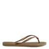 Havaianas Swarovski Crystal Logo Rubber Flip Flop In Gold Tone