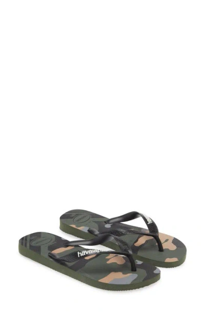 Havaianas Top Camo Flip Flop In Green Olive