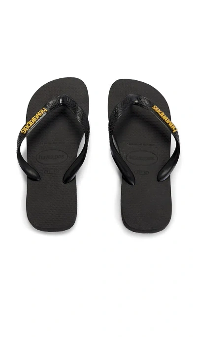 Havaianas Top Logo Metallic Sandal In Black