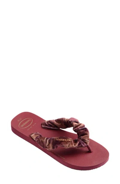 Havaianas Top Scrunchie Flip Flop In Burgundy