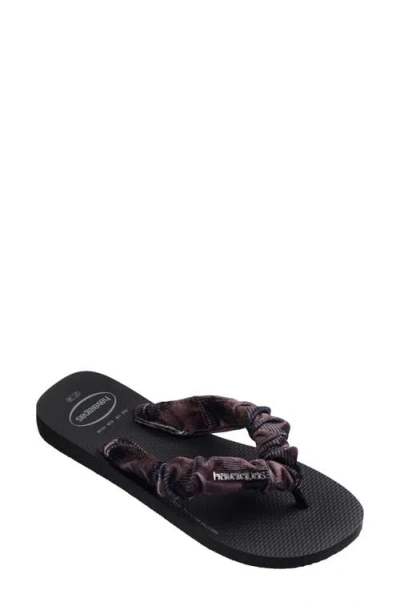 Havaianas Top Scrunchie Flip Flop In Black