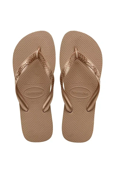 Havaianas Top Tiras Flip Flop Sandal In Rose Gold, Women's At Urban Outfitters In Brown