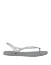 Havaianas Woman Thong Sandal Grey Size 9/10 Rubber In Gray