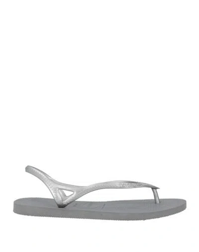 Havaianas Woman Thong Sandal Grey Size 9/10 Rubber In Grey