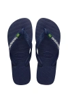 Havaianas Women's Brazil Logo Flip Flop Sandal In Navy Blue, Women's At Urban Outfitters In Blue