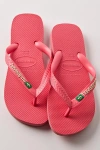 Havaianas Women's Brazil Logo Flip Flop Sandal In Tropical Coral, Women's At Urban Outfitters In Pink