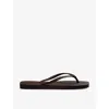 Havaianas Slim Square Logo Flip Flop In Dark Brown