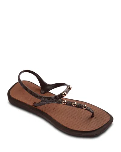 Havaianas Women's Flash Fusion Studded Thong Sandals In Brown