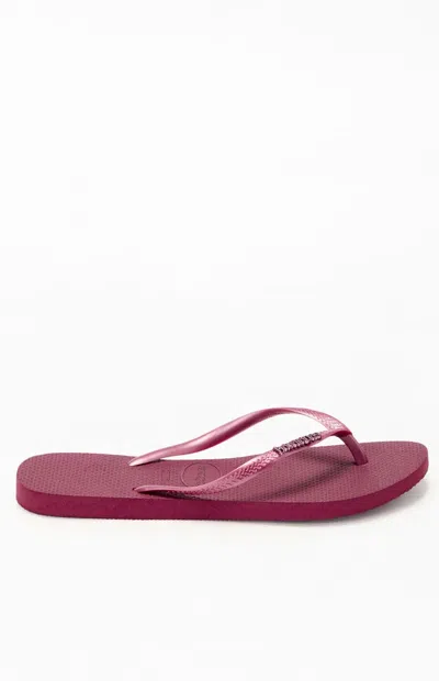 Havaianas Women's Metallic Slim Sandals In Burgundy In Purple