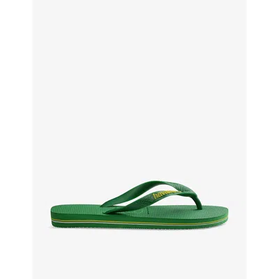 Havaianas Womens Patria Green Brasil Patria Logo-embossed Rubber Flip-flops