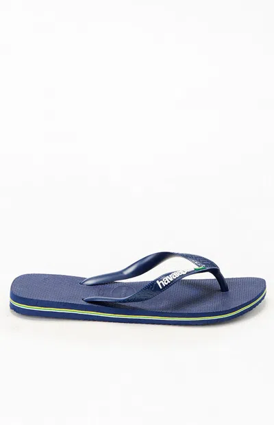 Havaianas Women's Pink Brazil Logo Flip Flop Sandals In Navy In Blue