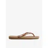 Havaianas Womens Rose Gold Logo-embellished Rubber Flip-flops