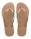 Havaianas Slim Crystal Sandals In Rose Gold
