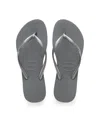 Havaianas Slim Embellished Flip Flops In Steel Gray