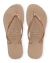 Havaianas Slim Logo-embossed Rubber Flip Flops In Rose Gold