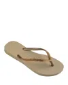 Havaianas Slim Glitter Ii Flip Flop In Sand Golden